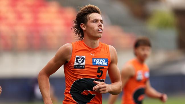 Aaron Cadman has had to wait more than a month for his AFL debut, but coach Adam Kingsley says the Giants have ‘full confidence’ in the no 1 pick. Picture: Mark Kolbe / Getty Images