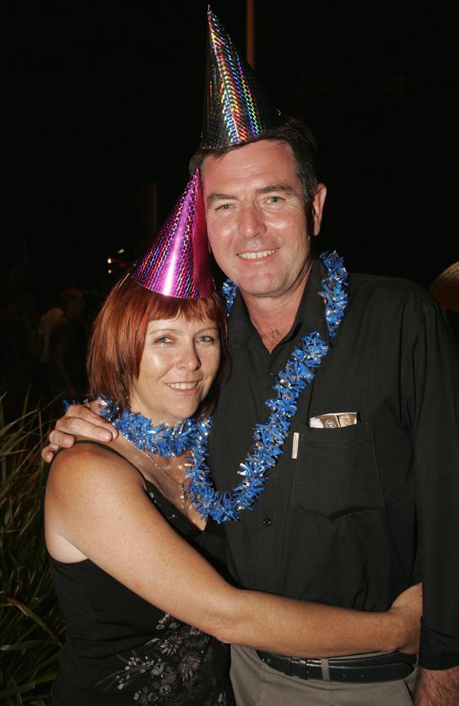 Jan and Damian Bathersby celebrate New Year’s Eve in 2005. Picture: Brett Wortman