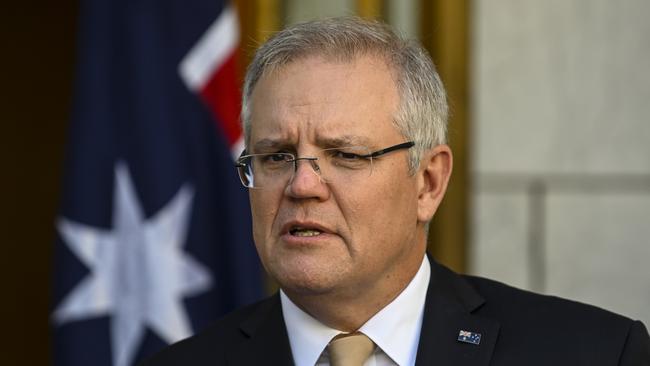 The PM previously said that it could be six months to get through this crisis – now it’s looking likely that it will be a lot less. Picture: AAP/Lukas Coch