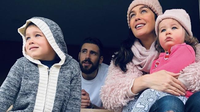 Megan Gale and Shaun Hampson and their children River and Rosie. Picture: Instagram