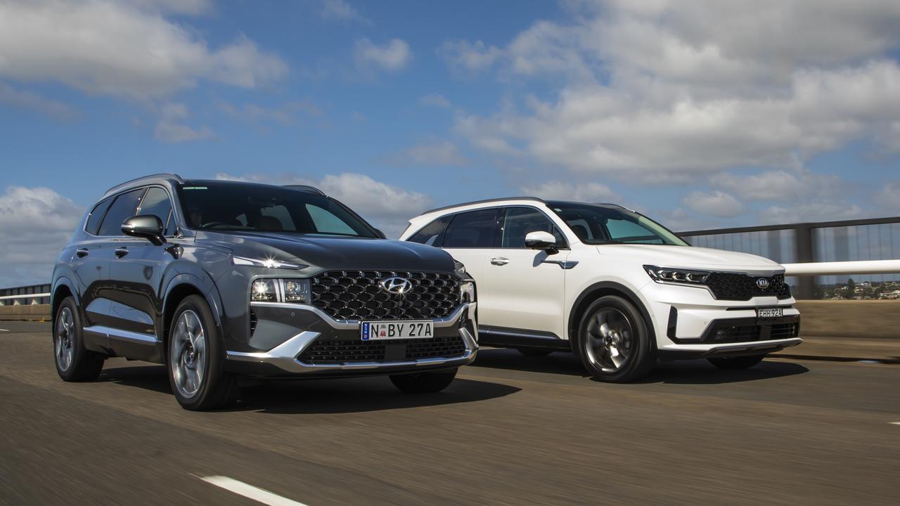 The Kia Sorento and Hyundai Santa Fe share the same platform. Picture: Mark Bean