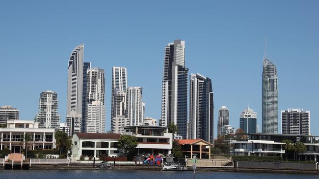 Gold Coast property is in the midst of a boom with suburbs like Paradise Waters, Surfers Paradise and Broadbeach enjoying huge price growth. Picture: Glenn Hampson