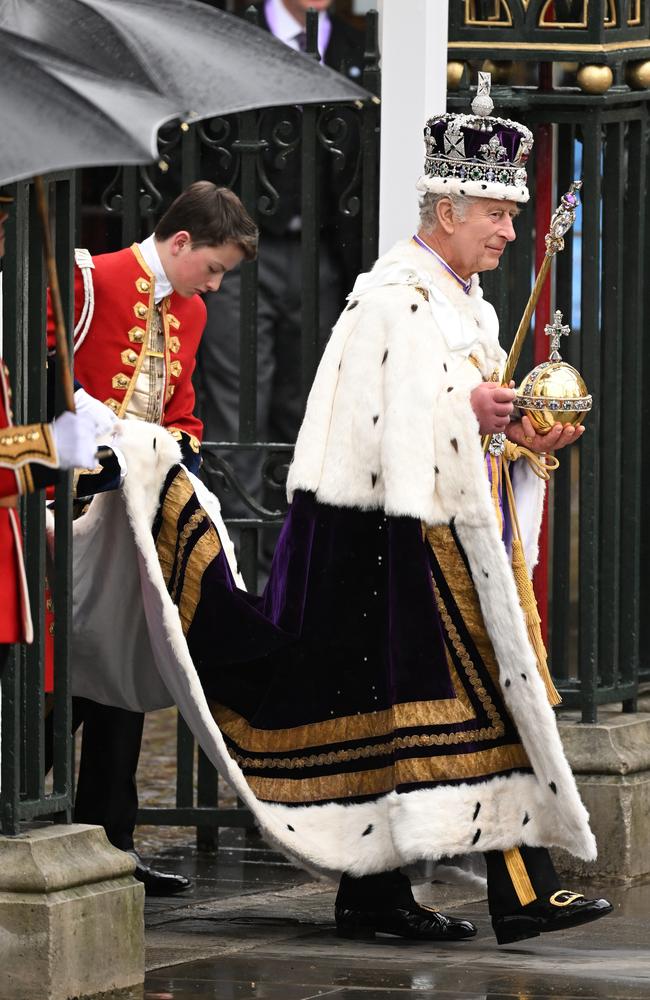 King Charles III departs the coronation service. Picture: Jeff Spicer/Getty Images