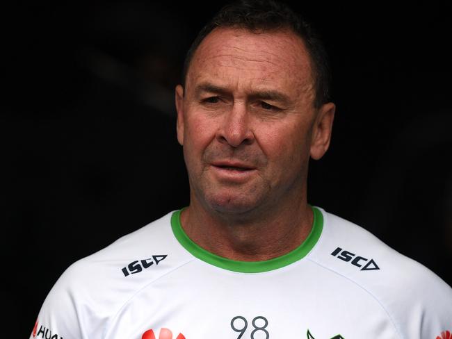 Raiders coach Ricky Stuart arrives to a training session at ANZ Stadium in Sydney, Saturday, October 5, 2019. The Raiders face the Roosters in the NRL Grand Final tomorrow. (AAP Image/Dan Himbrechts) NO ARCHIVING