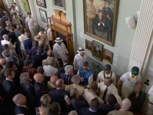 Australian players were heckled as they passed through the Long Room of Lords after the incident.