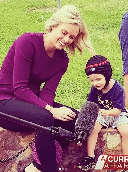 On A Current Affair last month with Kaiden Ryan, who has cerebral palsy and brain damage. (Picture: Channel Nine)