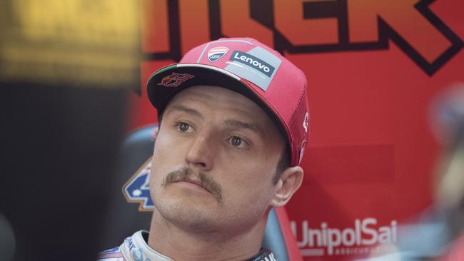 SPIELBERG, AUSTRIA - AUGUST 06: Jack Miller of Australia and Ducati Lenovo Team looks on in box during the MotoGP of Styria - Free Practice at Red Bull Ring on August 06, 2021 in Spielberg, Austria. (Photo by Mirco Lazzari gp/Getty Images)