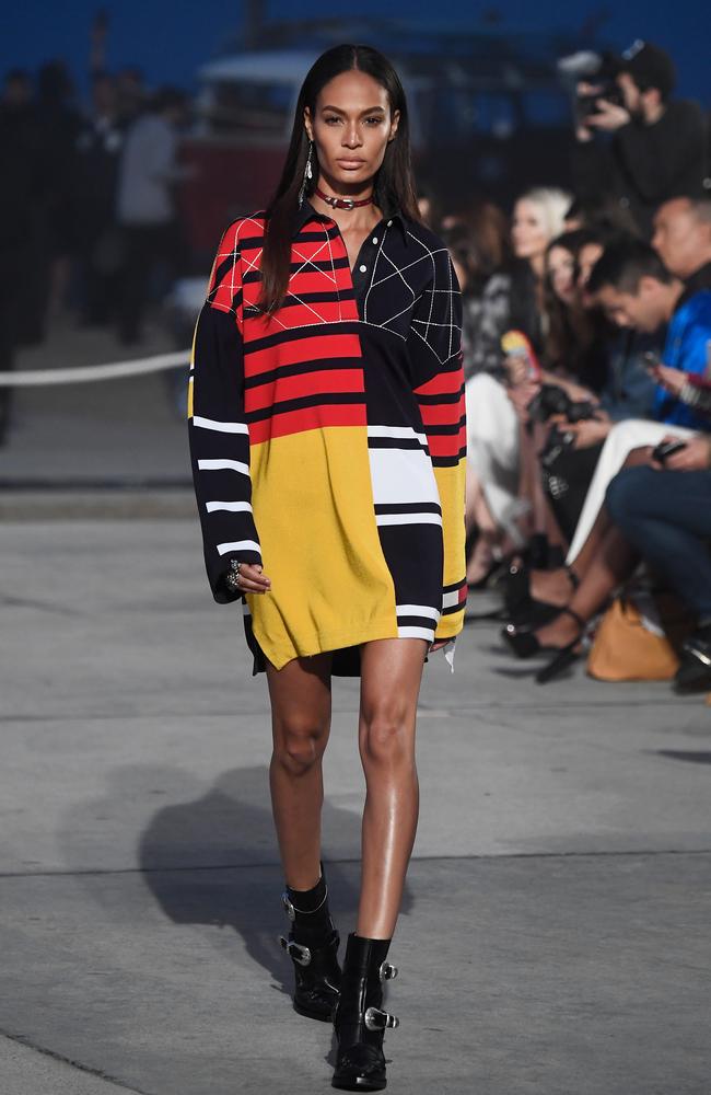 Model Joan Smalls walks the runway at the TommyLand Tommy Hilfiger Spring 2017 Fashion Show on February 8, 2017 in Venice, California. Picture: Getty