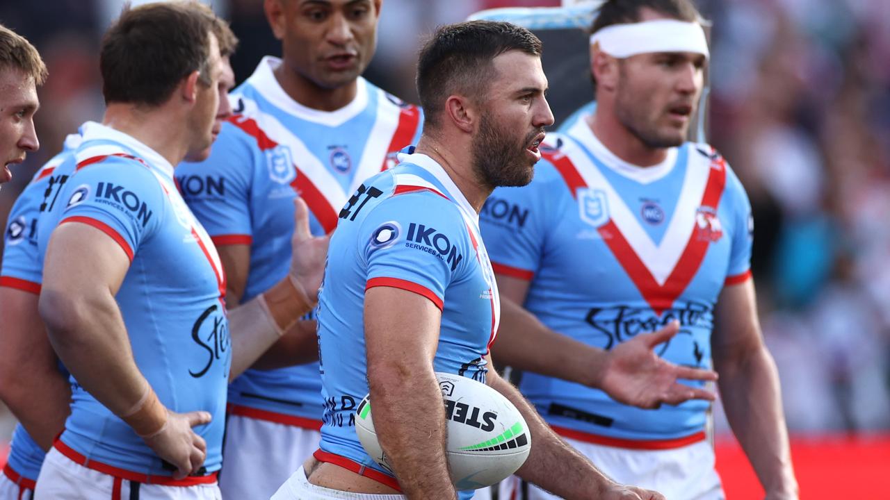 James Tedesco of the Roosters and teammates.