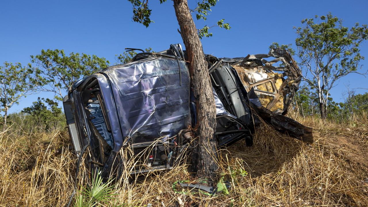 The crash wreckage at Manton Dam. Picture: Floss Adams