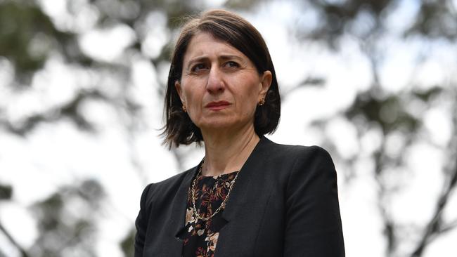 Gladys Berejiklian outside NSW Parliament House in Sydney on Wednesday. Picture: Getty Images