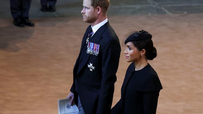 Harry and Meghan stayed in Britain for two weeks amid the Queen's death. Picture: Phil Noble – WPA Pool/Getty Images