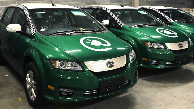 Electrically-powered, Chinese-made BYD taxis to be used in a trial on Sydney's northern beaches. Picture: Supplied