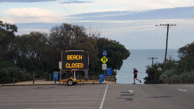 Bayside beaches, including at Half Moon Bay, Black Rock, have been closed. Picture: Shaun Campbell