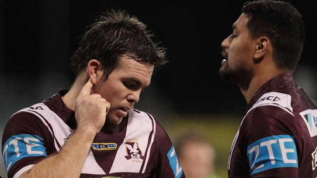 CANBERRA, AUSTRALIA — JUNE 03: Jamie Lyon of the Sea Eagles during the round 13 NRL match between the Canberra Raiders and the Manly Sea Eagles at GIO Stadium on June 3, 2016 in Canberra, Australia. (Photo by Stefan Postles/Getty Images)