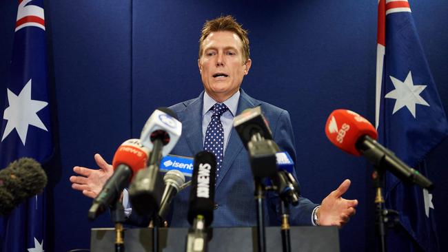 Attorney-General Christian Porter faces the media in Perth on Wednesday. Picture: AFP