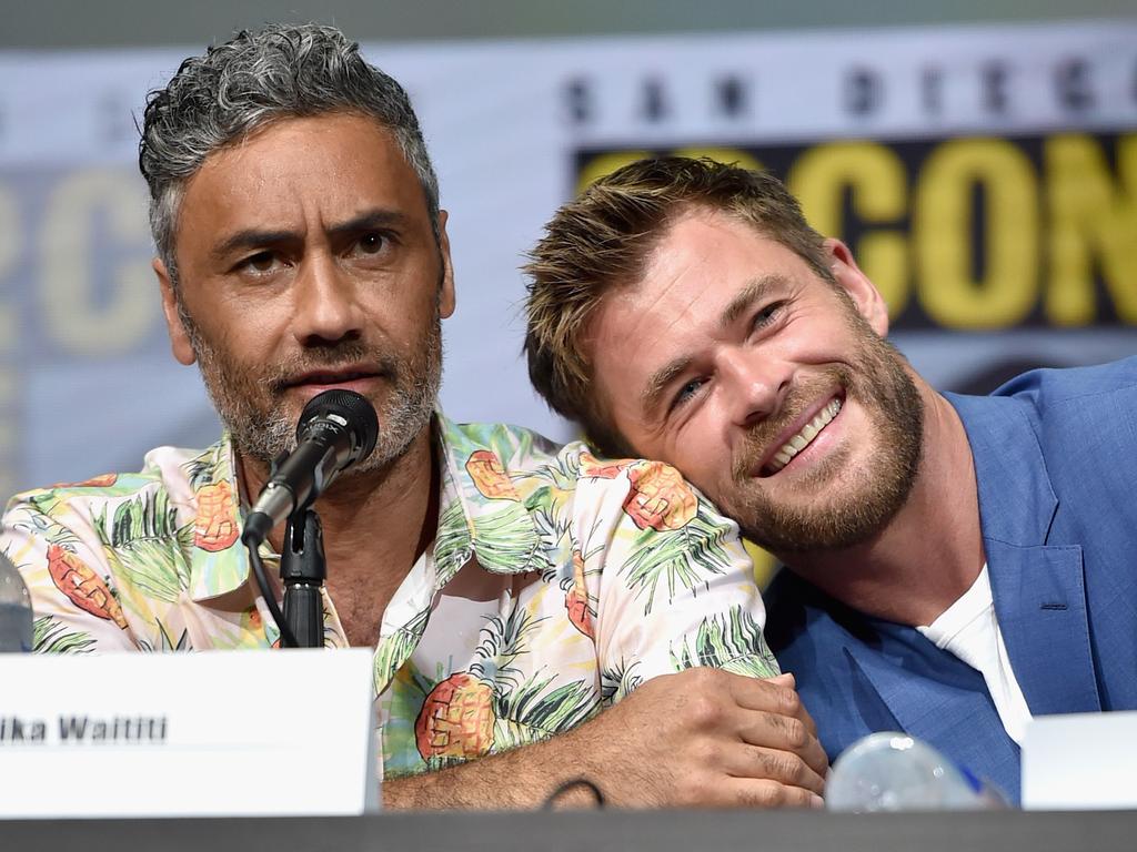 Director Taika Waititi (L) and actor Chris Hemsworth worked together on Thor: Raganrok. Picture: Alberto E. Rodriguez/Getty Images for Disney