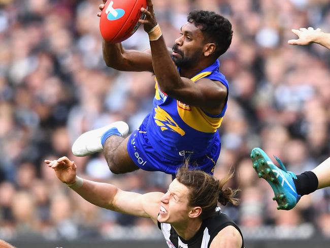 Liam Ryan flies high in the 2018 Grand Final against Collingwood. Picture: Getty Images