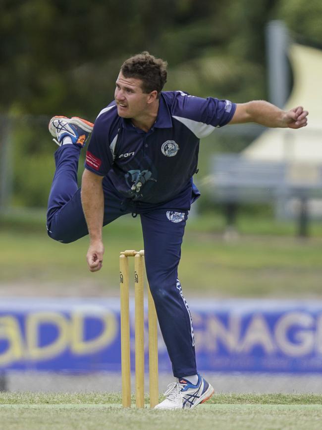 Pearcedale bowler Jake Roberts.