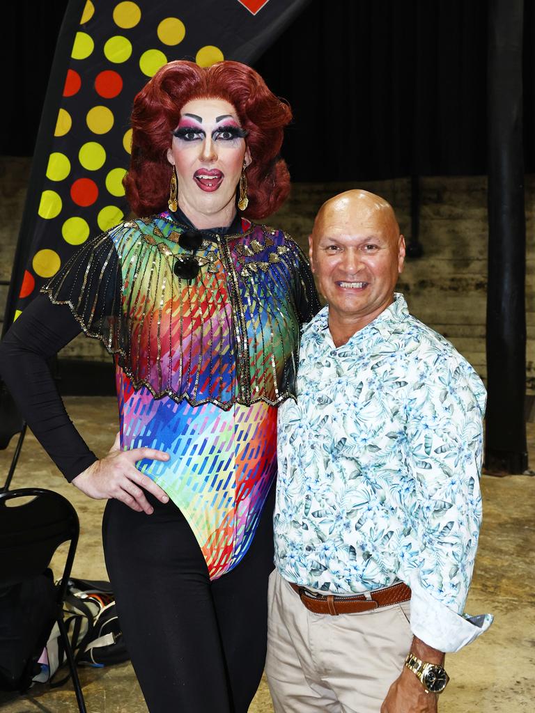 Adrian Poole and Trevor Tim at the Cairns Pride Festival's Pride Fair day, held at the Tanks Arts Centre, Edge Hill. Picture: Brendan Radke