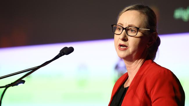 Attorney General Yvette D'Ath speaking at a Candle Lighting Vigil for National Domestic Violence Month in South Brisbane in May. Picture: David Clark