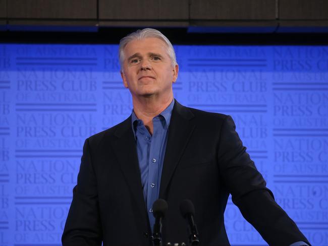 NBN CEO Bill Morrow addressing the National Press Club in Canberra. Picture: Kym Smith