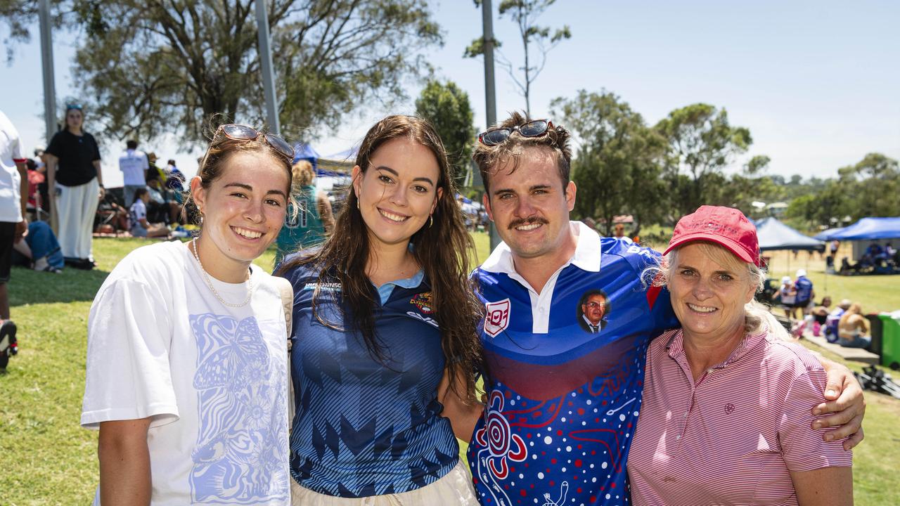 Backing the Marcus Cooper Memorial team are (from left) Ryanda Craige, Grace McLauchlan, Jacob Edwards and Sue Edwards at the Warriors Reconciliation Carnival at Jack Martin Centre, Saturday, January 25, 2025. Picture: Kevin Farmer