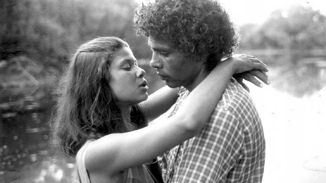 Kristina Nehm and Ernie Dingo in 1986 film The Fringe Dwellers.