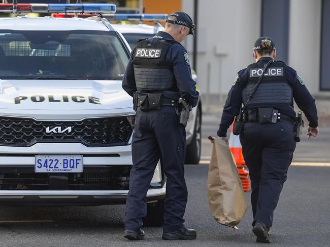 MAY 29 2025 Police at the scene at Minicozzi shopping centre Payneham road.Pic Roy VanDerVegt