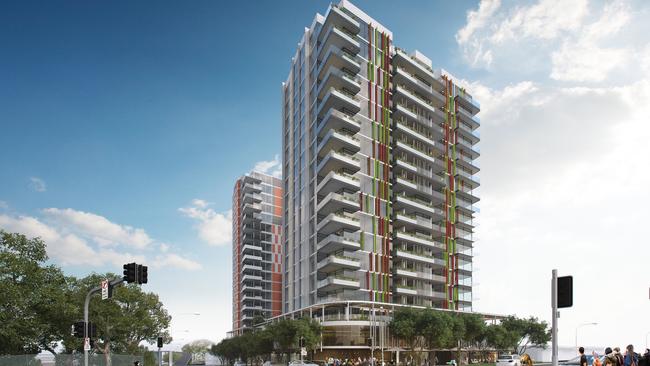 Concept drawing of a potential apartment block to be built on the site at 5-19 George St, Blacktown.