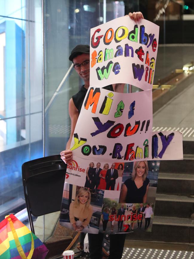 A serious Sam Armytage fan at brekky central today. Picture: John Grainger