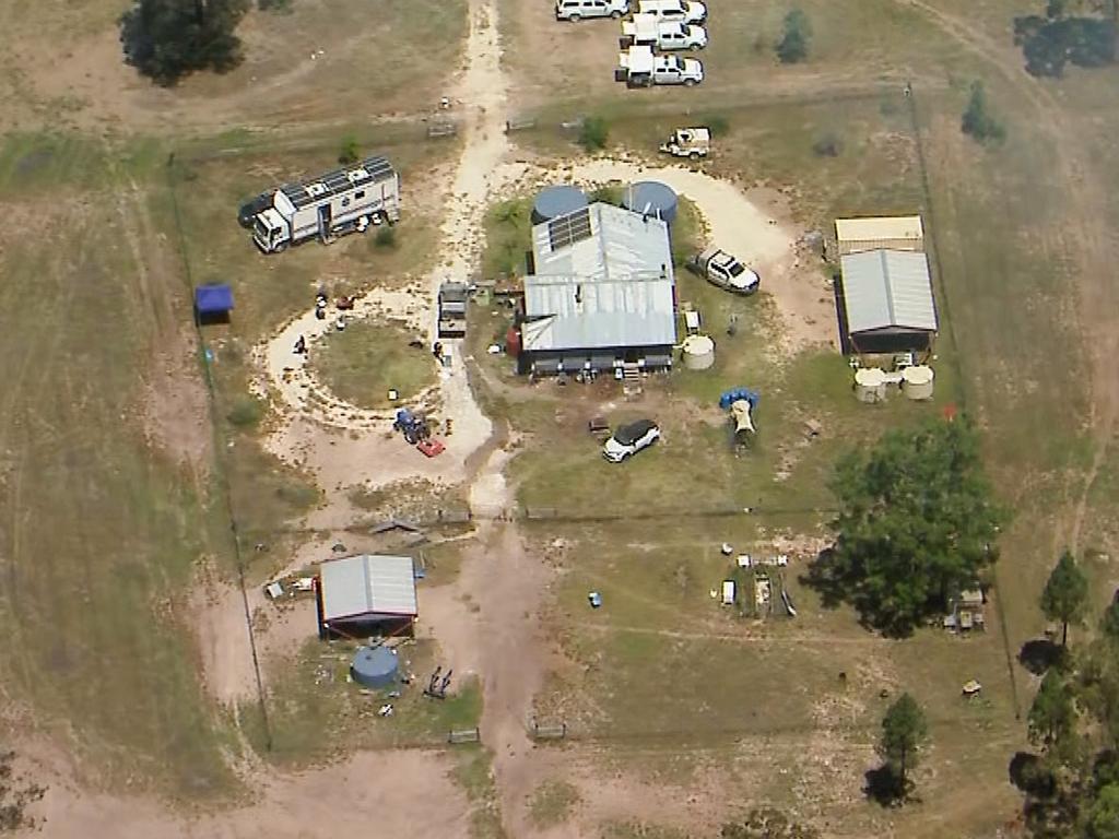 Aerial vision of the crime scene at Wieambilla, Queensland. Picture: 9 News