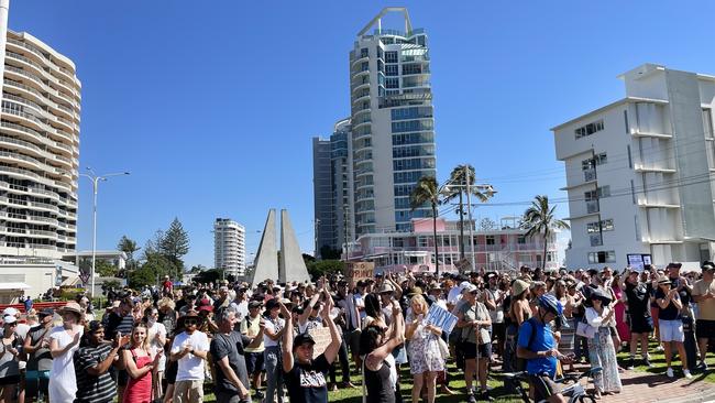 "Freedom" protesters gather on the NSW/QLD border to protest over border restriction last week. Picture: NCA Newswire / Scott Powick