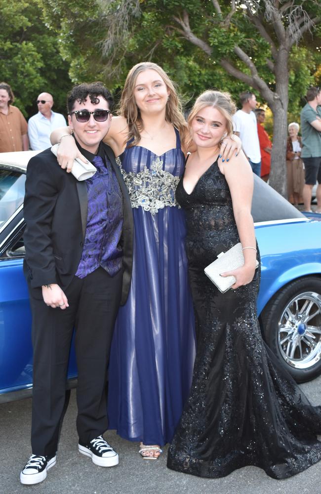 Tia Richardson, Sommer Sojkowski and Kash Gonzales at Kawana Waters State College Year 12 formal 2024.