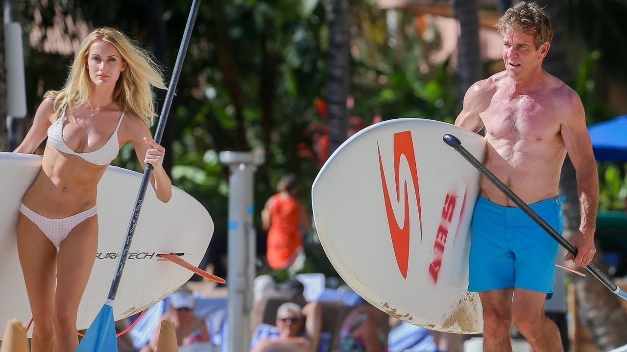 Ms Savoie and Quaid in Waikiki last week. Picture: Flightrisk/Backgrid