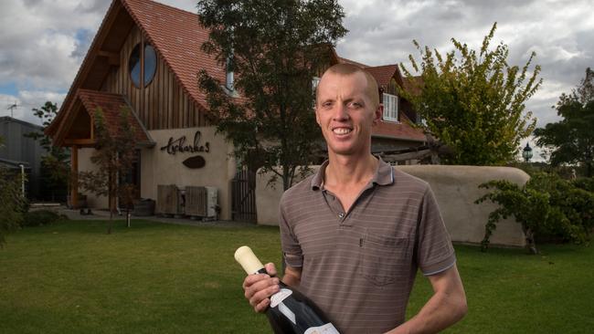 Damien Tscharke, a 6th-generation grape grower and winemaker pictured at his winery Tscharke wines, Marananga. Picture: Matt Turner.