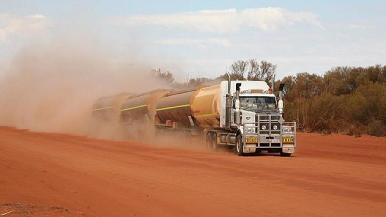 Trucks on the Tanami Road.