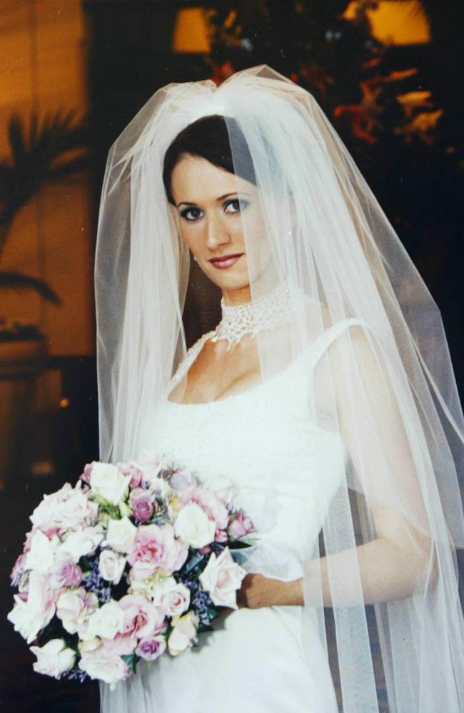 Liz Sharp on the day of her wedding to David in 2004. Picture: Campbell Scott