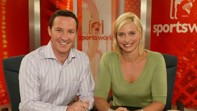 ‘Ripper’ gig ... Griggs with Matt White on <i>Sportsworld</i> in 2000. Picture: Supplied