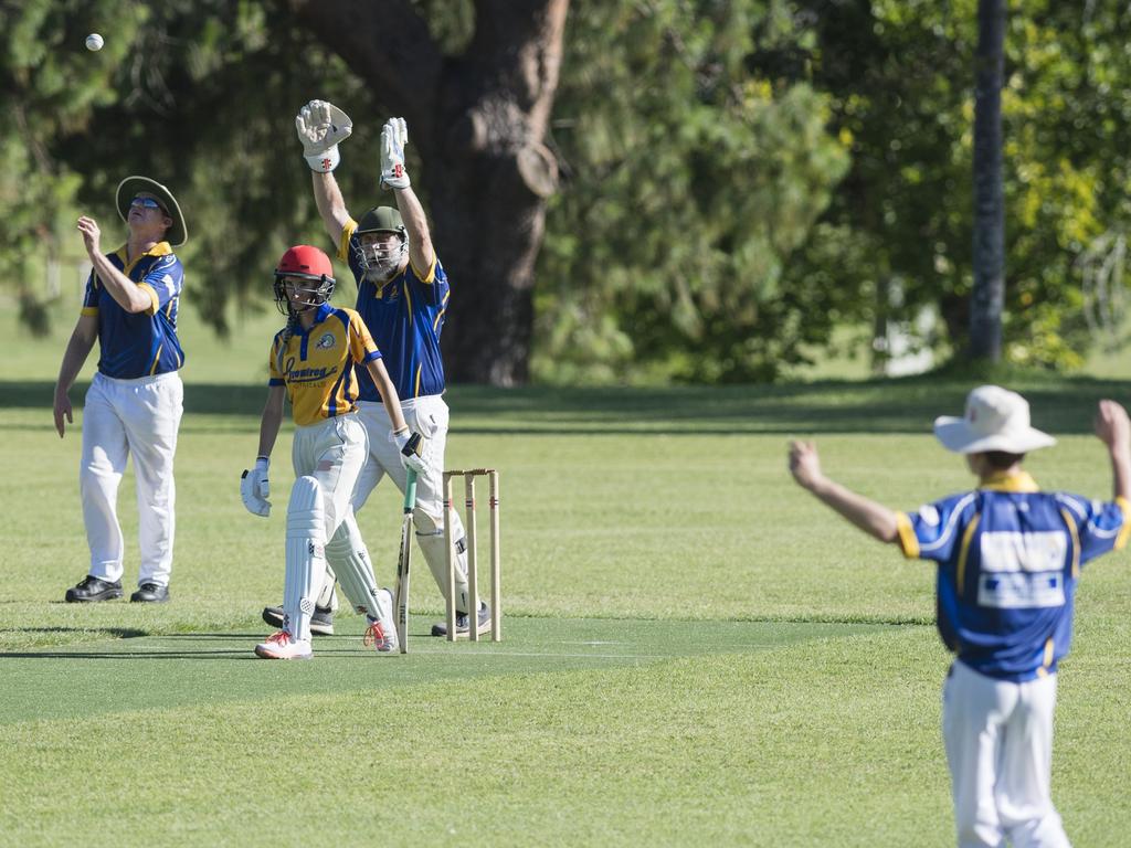 University Bush Chooks celebrate as Kyrna Crump of Northern Brothers Diggers Gold is out in Toowoomba Cricket C Grade One Day semi final at Godsall St East oval, Saturday, December 9, 2023. Picture: Kevin Farmer