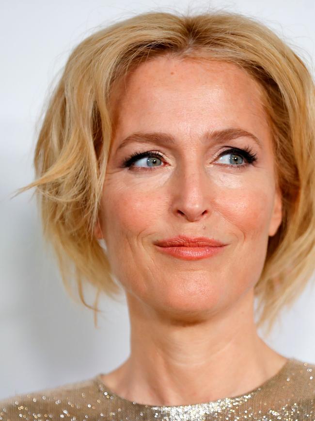 US actress Gillian Anderson poses after arriving to attend the World Premiere of Netflix's 