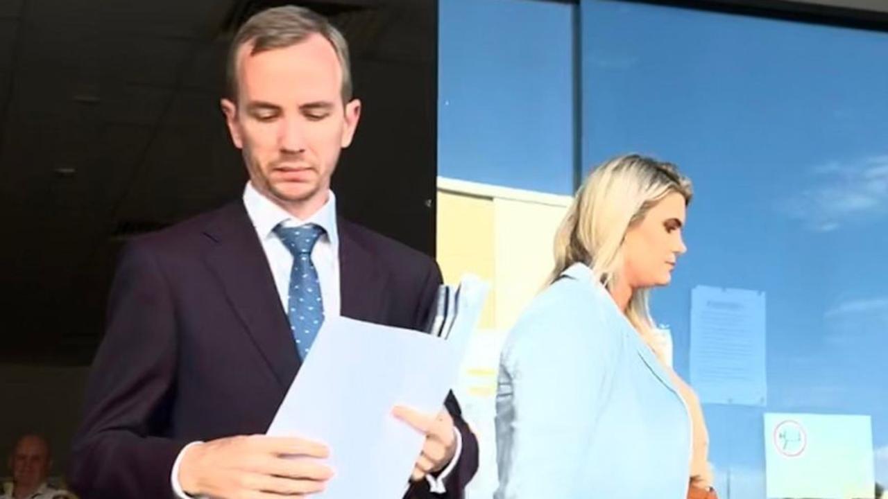 Defence lawyer Chris Lumme and Candice Dixie Dover leaving Maroochydore Magistrates Court. Picture: Sam Turner