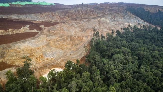 Nickel mining site at the edge of the forest in East Halmahera, North Maluku. Picture: AFP