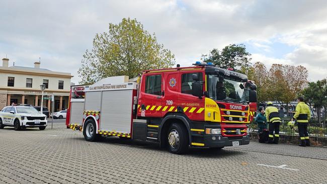 Police, rescue and emergency services at Mount Gambier's Cave Gardens after reports a man was stuck in the cave system. Picture: Josh Lynagh / Limestone Coast Community News