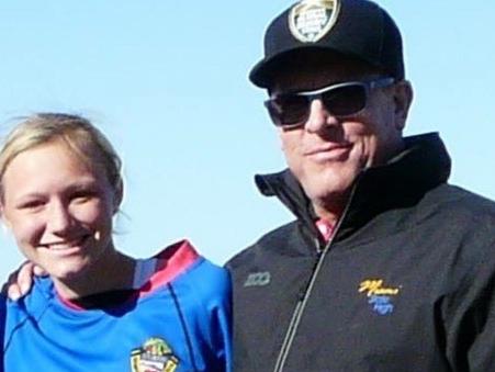 A young Maddison Levi and former Miami State High rugby sevens coach Matt Chapman. Picture: Supplied.