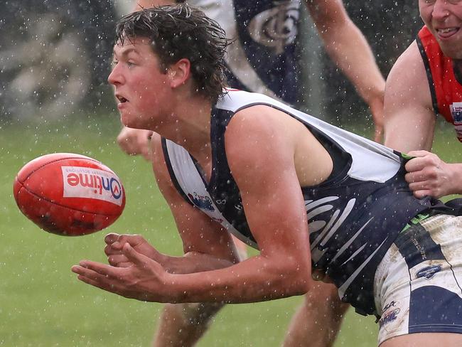 RDFNL: Romsey v Melton Centrals: Evan Donoghue of Melton Centrals at Romsey Recreation Reserve on Saturday July 8, 2023 in Romsey, Australia.Photo: Hamish Blair