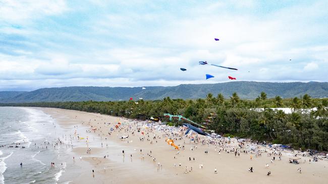 Aerial shots of the Beach Day at Port Douglas Carnivale 2025. Picture: Cats Eye Productions / Supplied