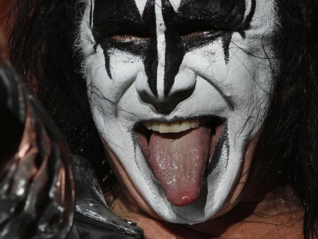 Gene Simmons of Kiss performs during a concert in Mexico City, Saturday, Sept. 29, 2012. (AP Photo/Marco Ugarte)