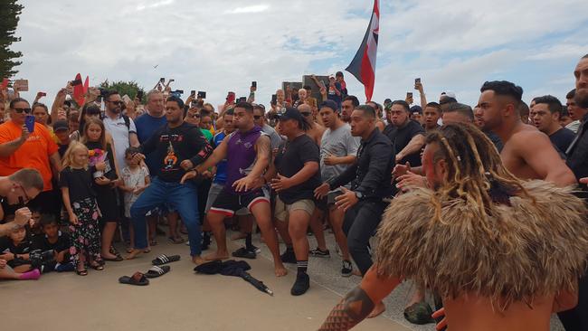 The Haka performed at Surfers Paradise today to show support for those affected by the Christchurch attacks. Picture: Alexandra Bernard. 