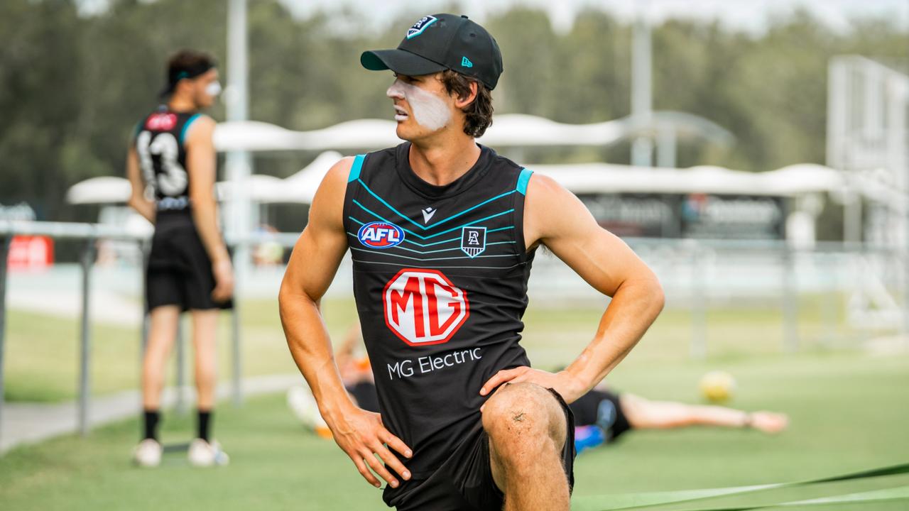 Connor Rozee at Port Adelaide training camp at Novotel Sunshine Coast., Picture: PAFC